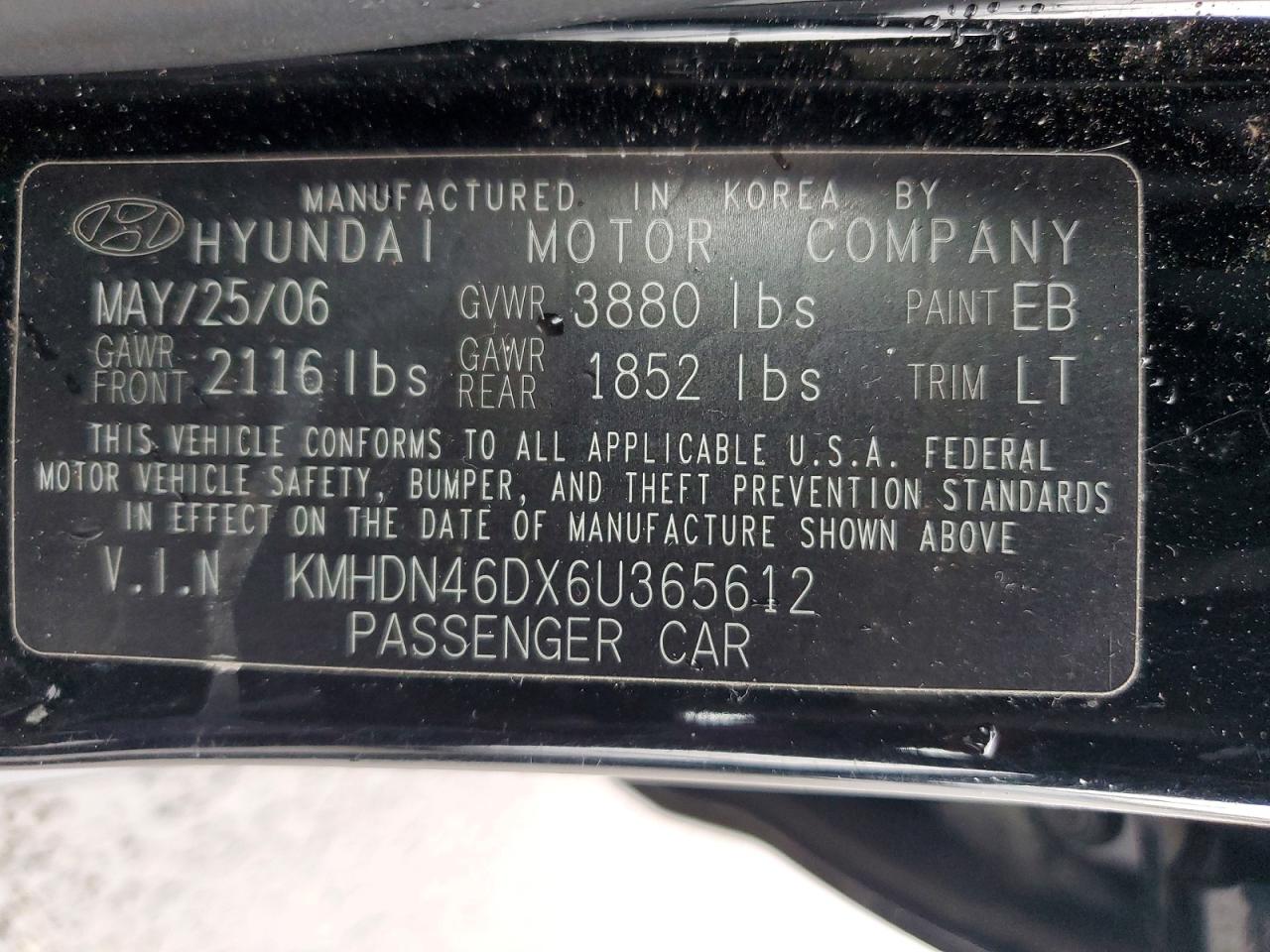 2006 HYUNDAI ELANTRA GLS photo 12
