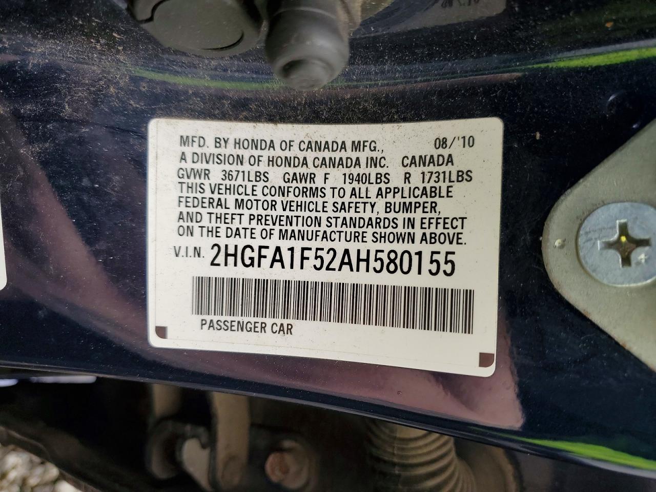 2010 HONDA CIVIC LX photo 12
