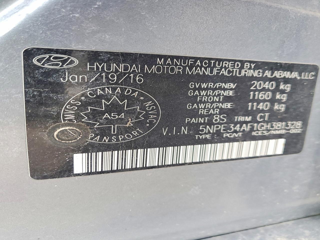 2016 HYUNDAI SONATA SPORT photo 37