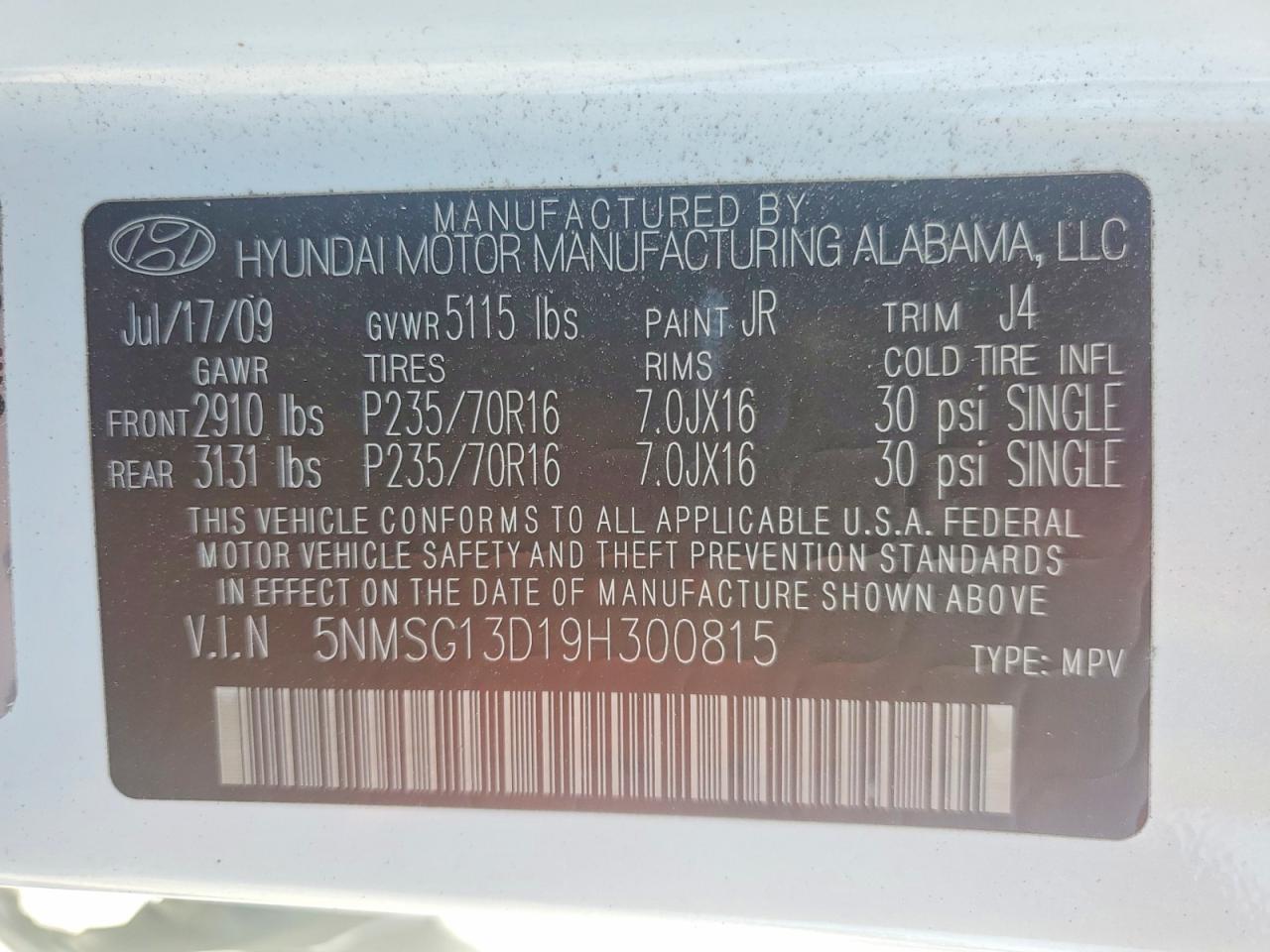 2009 HYUNDAI SANTA FE GLS photo 25
