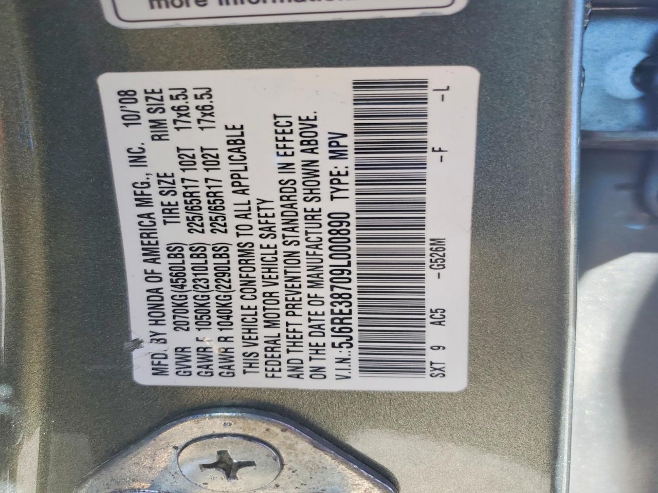 2009 HONDA CR-V EXL photo 40