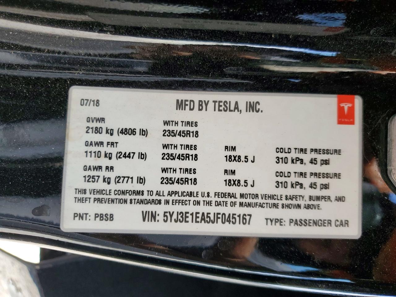 2018 TESLA MODEL 3 photo 23