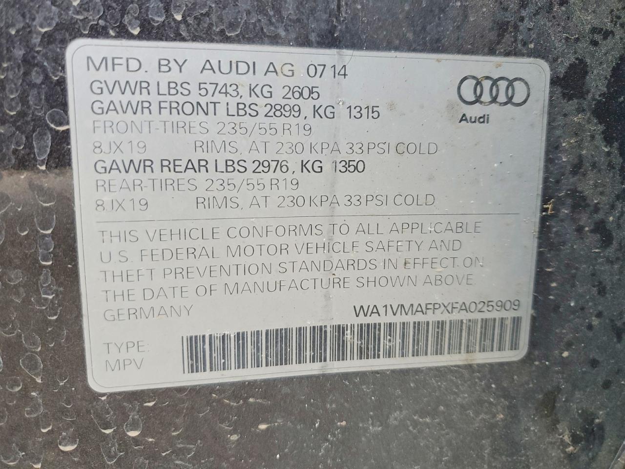 2015 AUDI Q5 TDI PRESTIGE photo 13