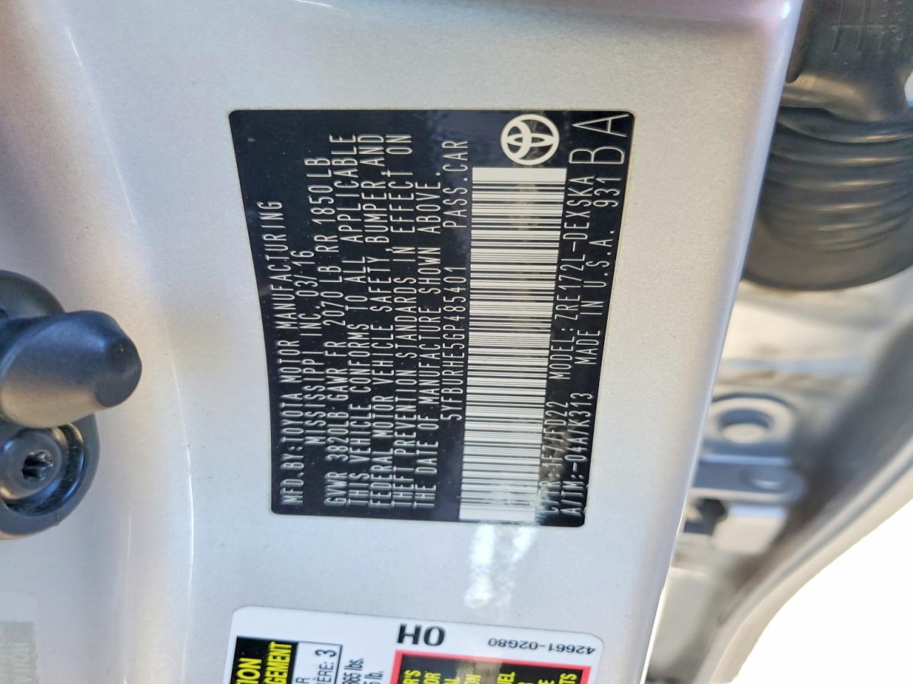 2016 TOYOTA COROLLA S PLUS photo 12