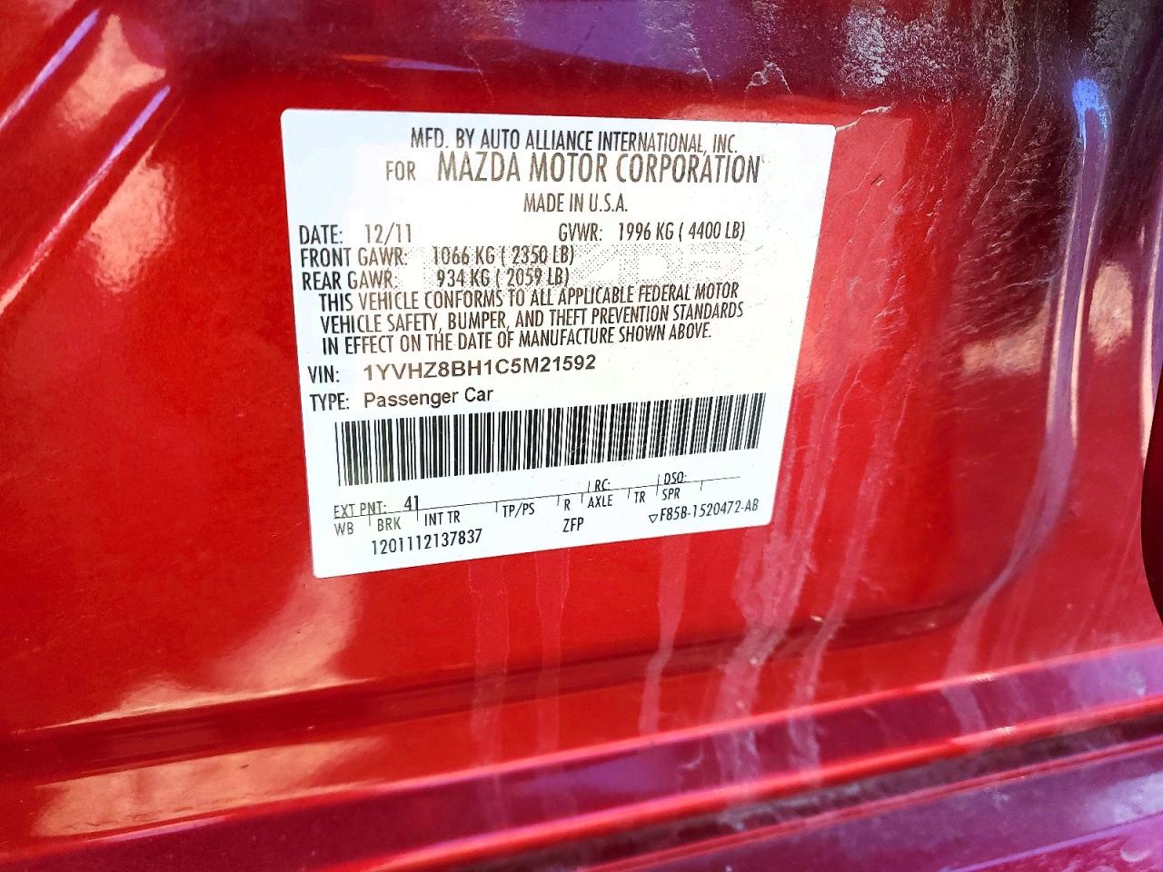 2012 MAZDA 6 I photo 25