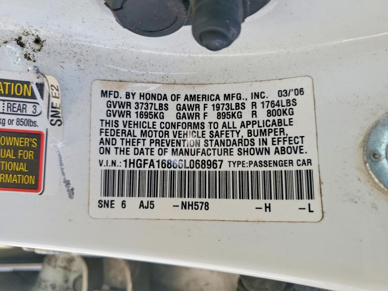 2006 HONDA CIVIC EX photo 12