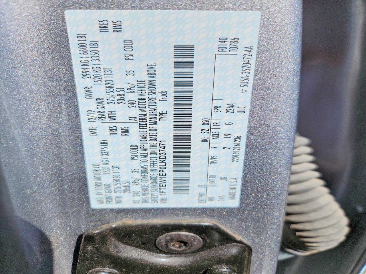 2020 FORD F150 SUPERCREW photo 34