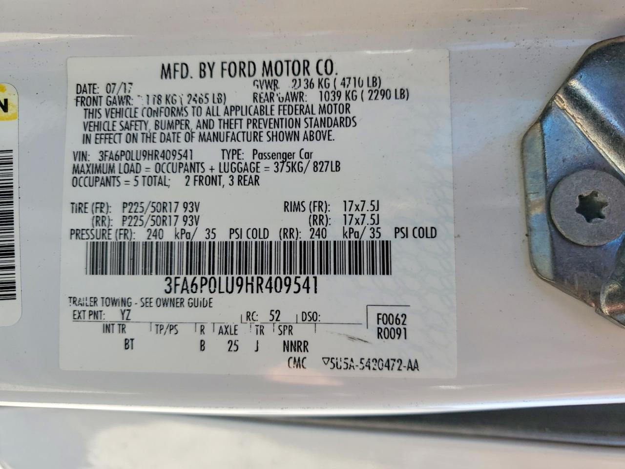 2017 FORD FUSION SE HYBRID photo 34