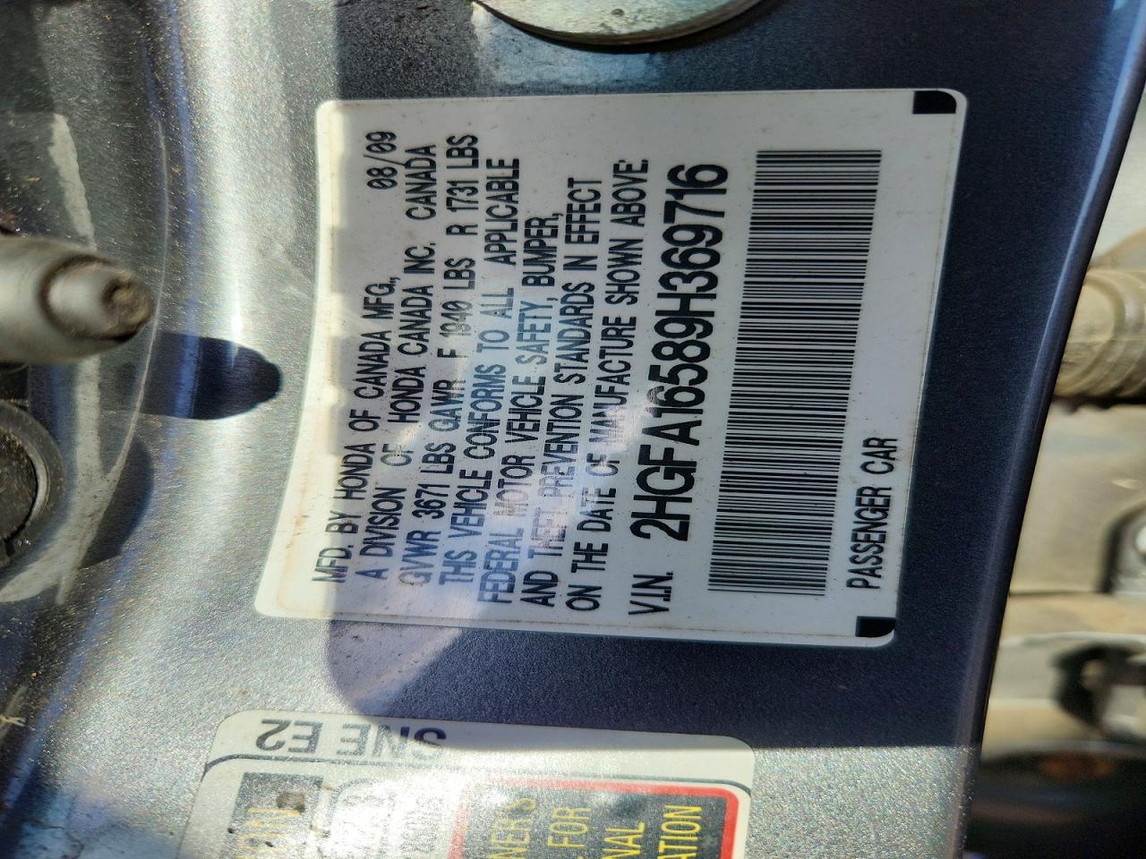 2009 HONDA CIVIC LX photo 34