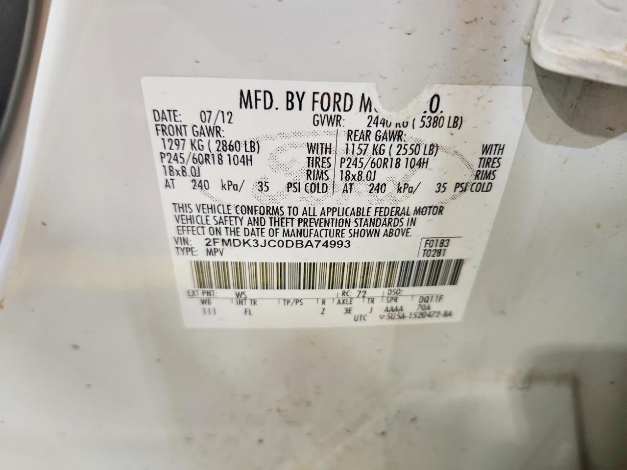 2013 FORD EDGE SEL photo 37
