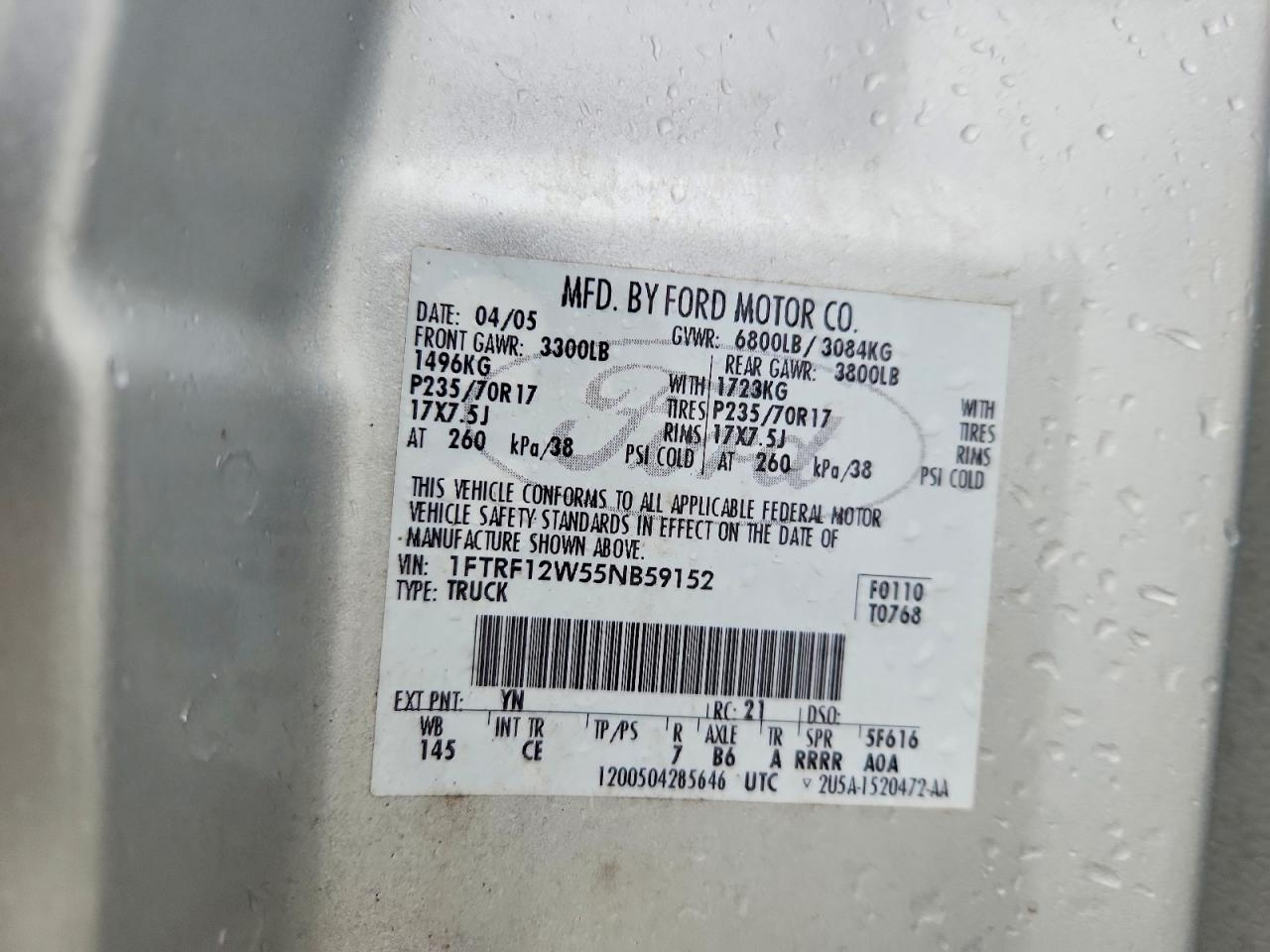 2005 FORD F150 photo 12