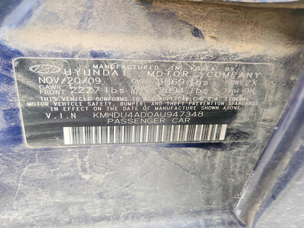 2010 HYUNDAI ELANTRA GLS photo 23