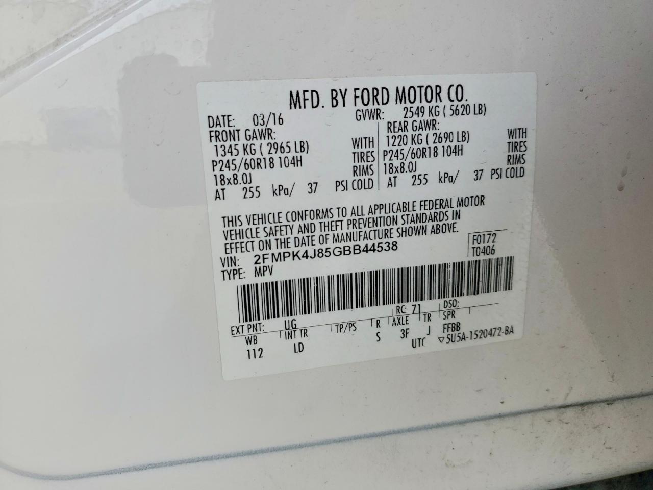 2016 FORD EDGE photo 13