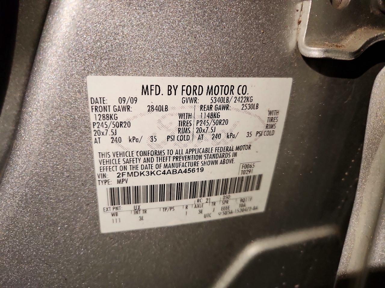 2010 FORD EDGE LIMITED photo 23