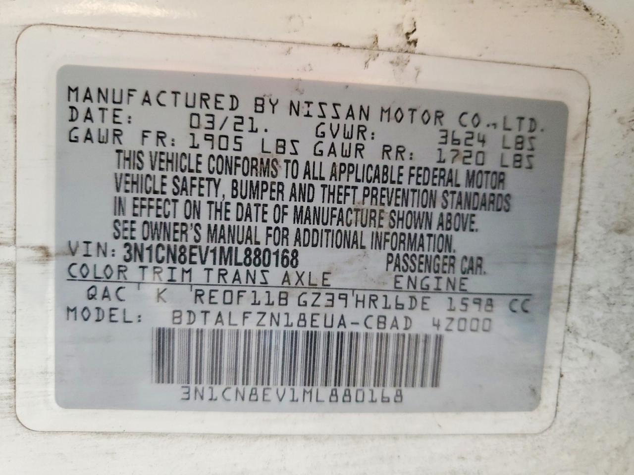 2021 NISSAN VERSA SV photo 12