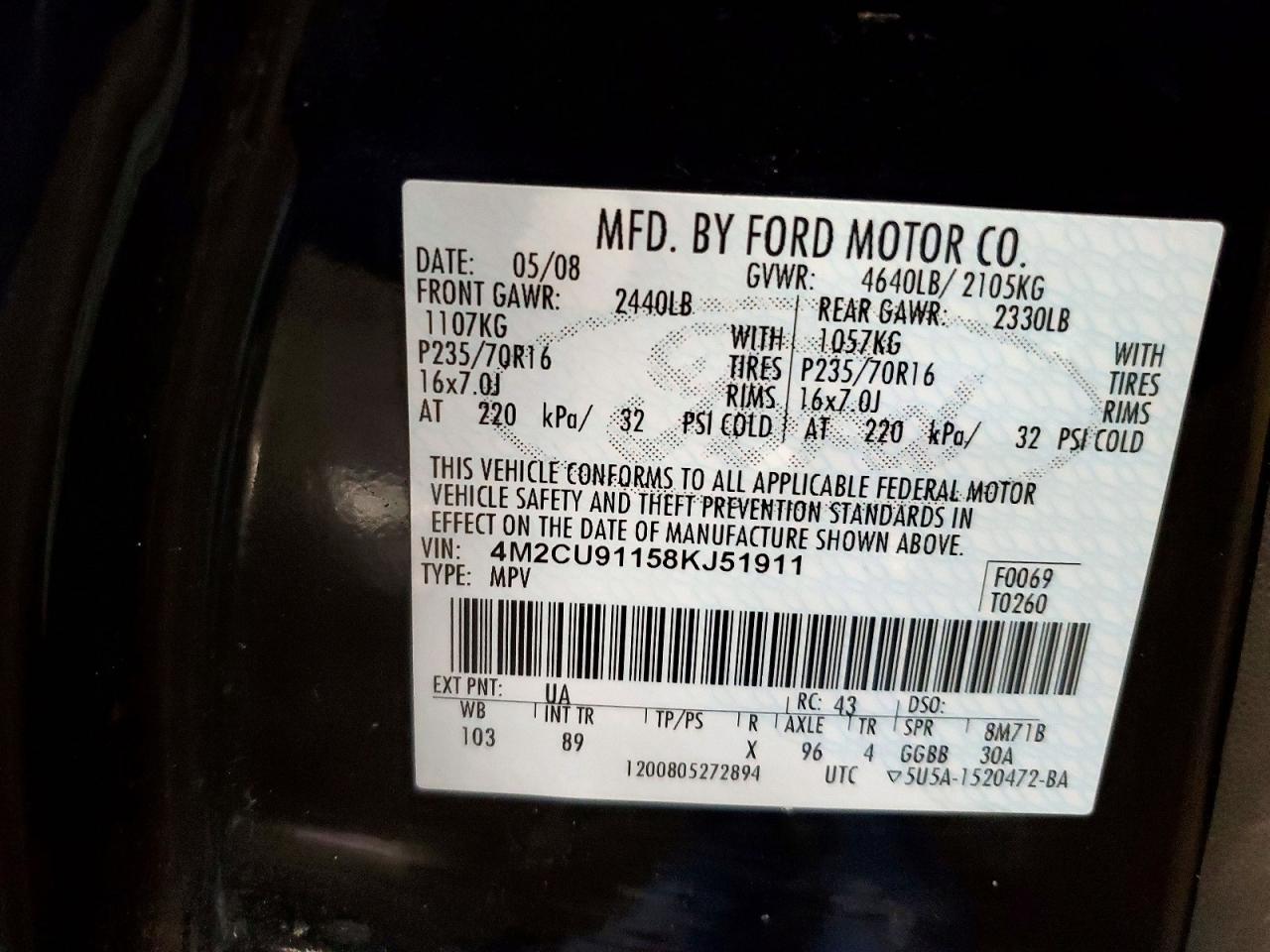 2008 MERCURY MARINER photo 25