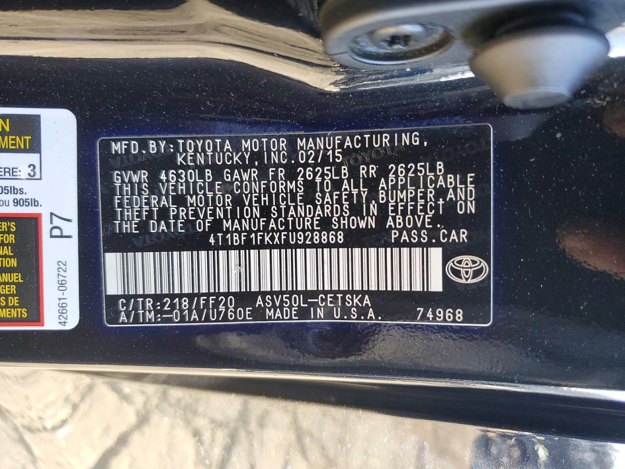 2015 TOYOTA CAMRY SE photo 13