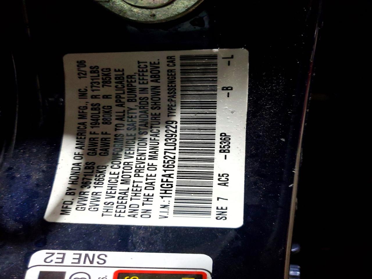 2007 HONDA CIVIC LX photo 25
