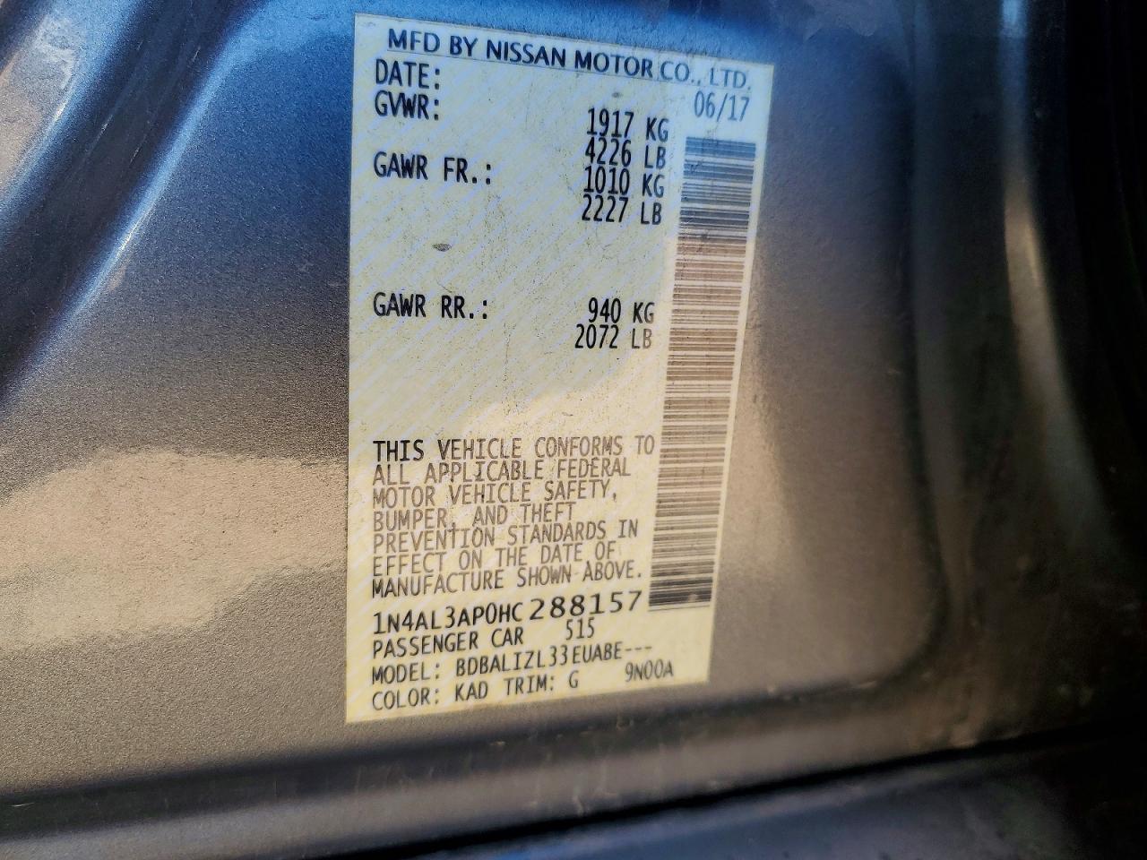 2017 NISSAN ALTIMA 2.5 SV photo 23
