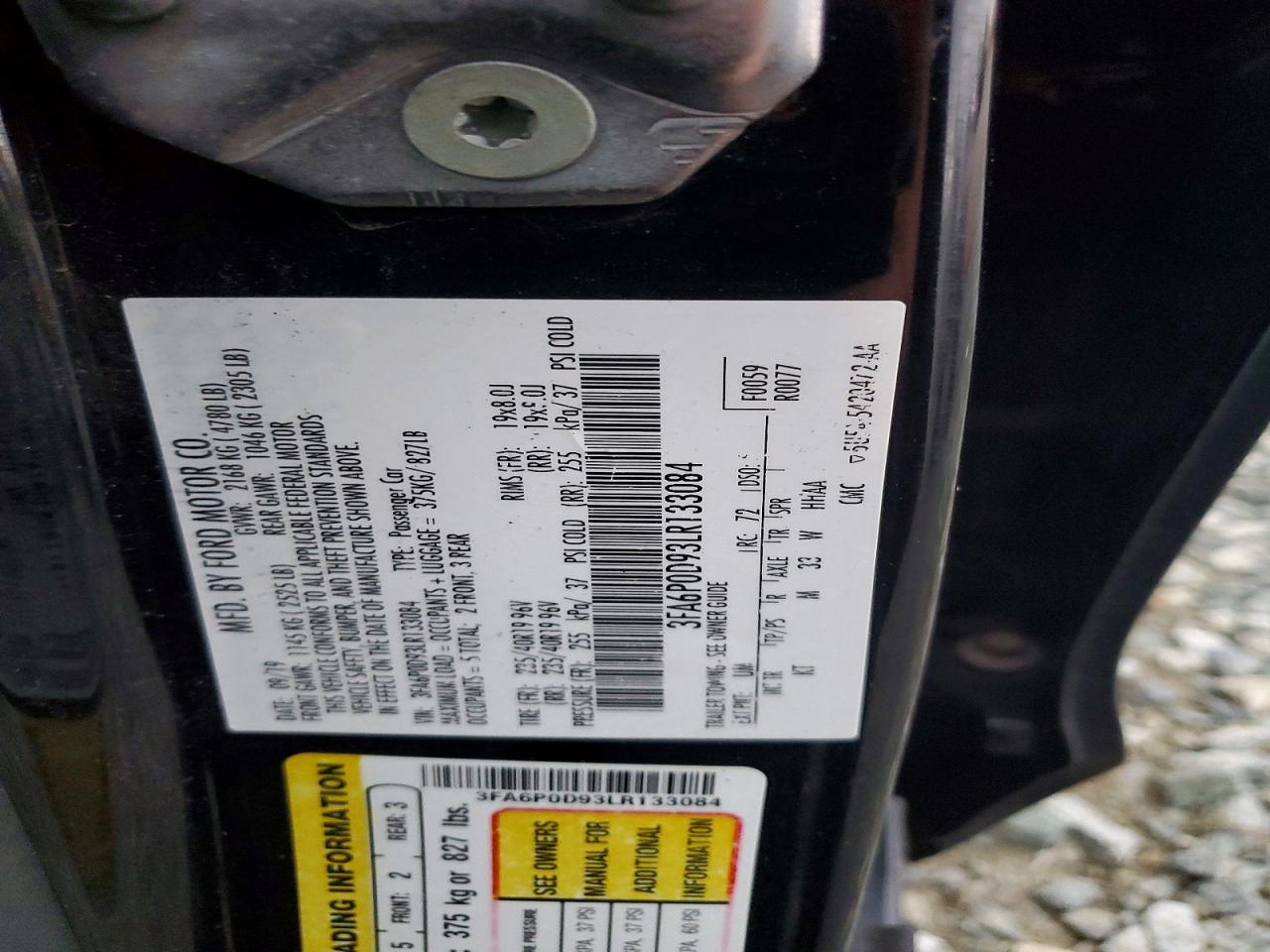 2020 FORD FUSION TITANIUM photo 12