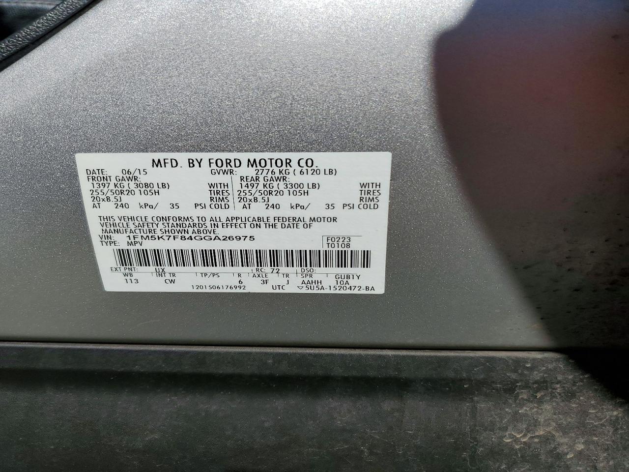 2016 FORD EXPLORER LIMITED photo 37