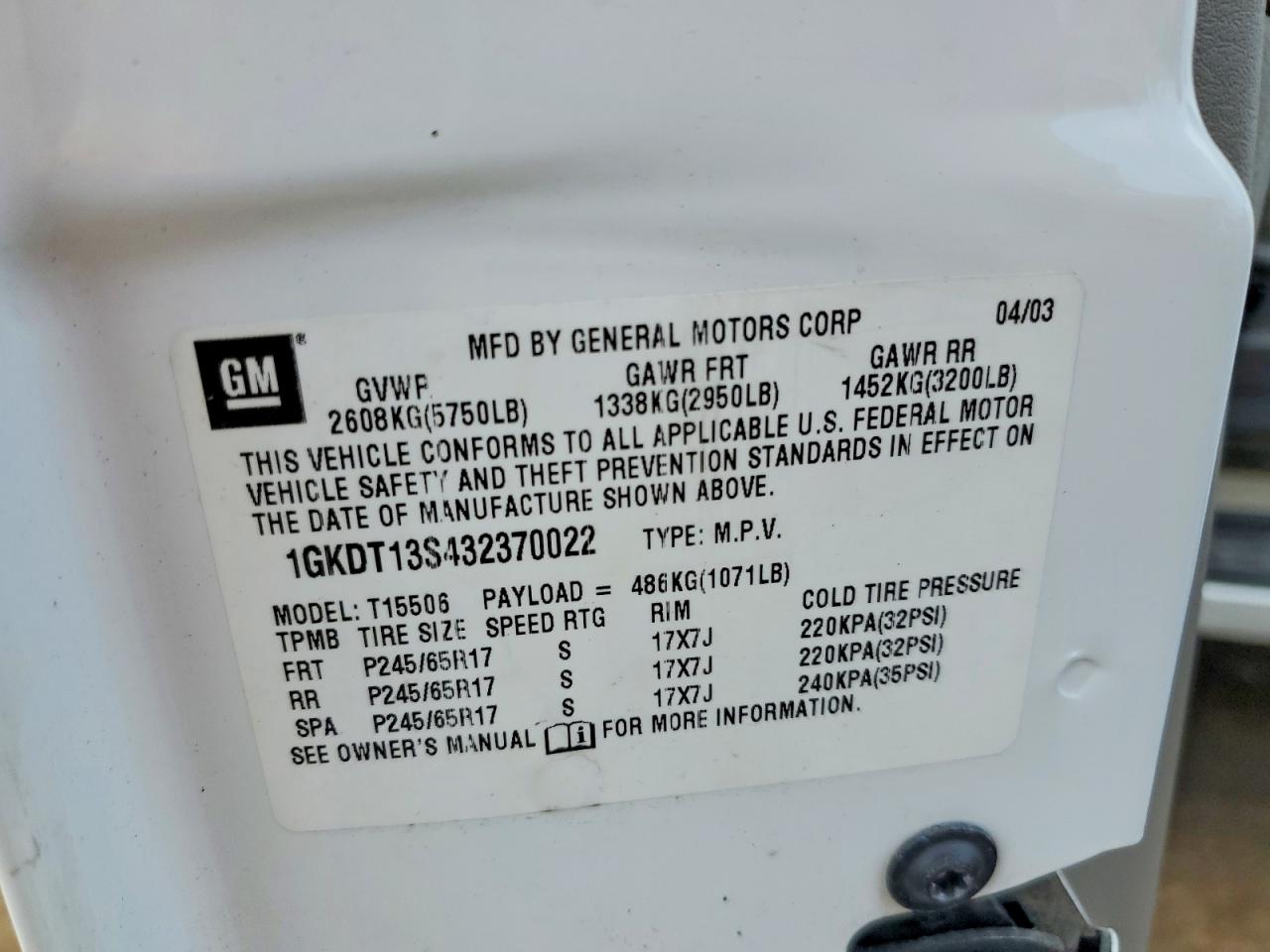 2003 GMC ENVOY photo 13