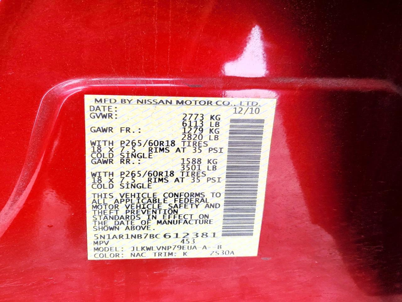 2011 NISSAN PATHFINDER S photo 25