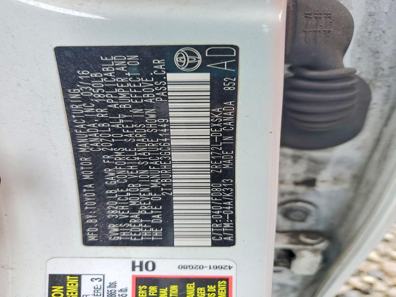 2016 TOYOTA COROLLA S PLUS photo 13