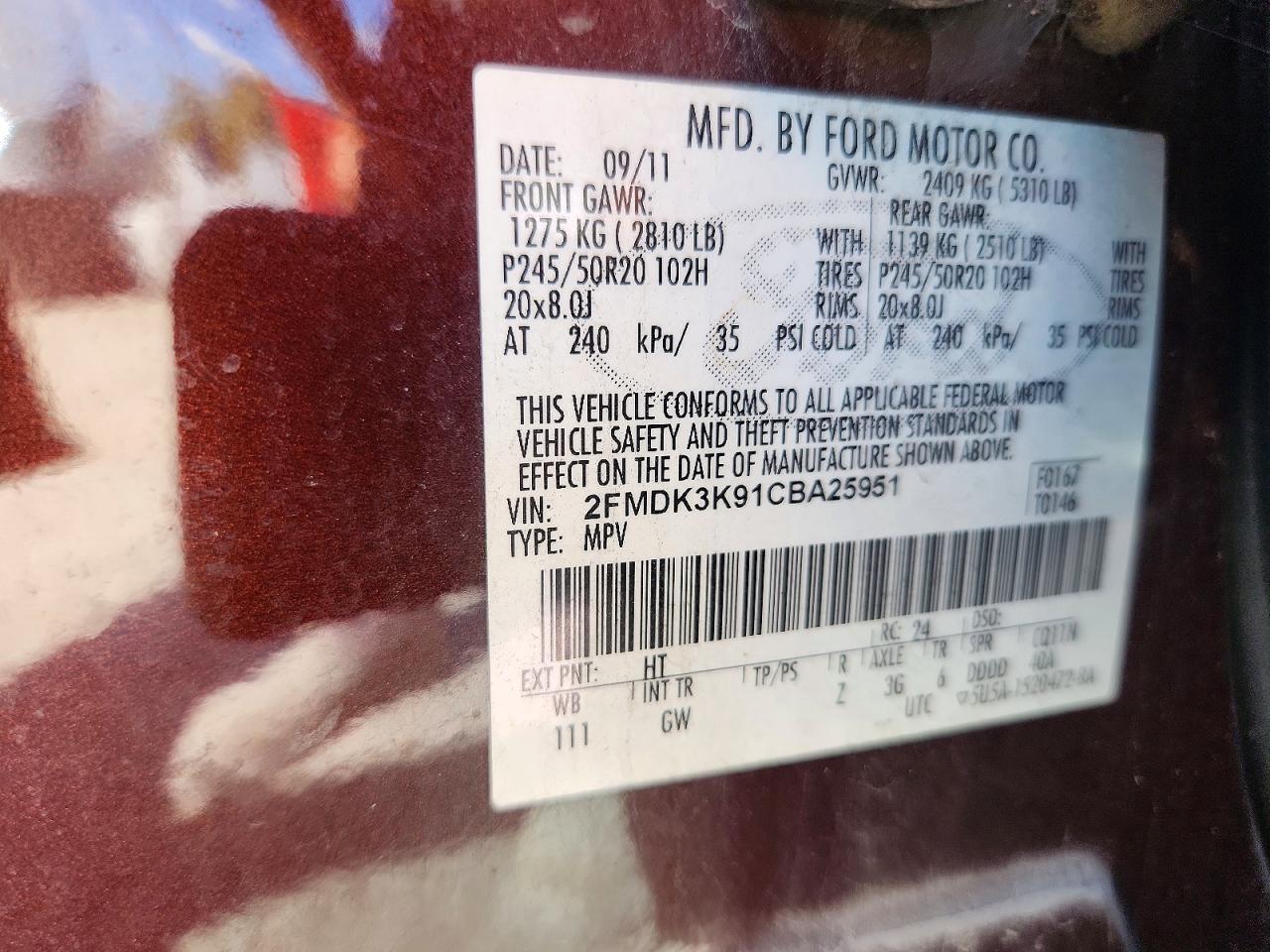 2012 FORD EDGE LIMITED photo 13