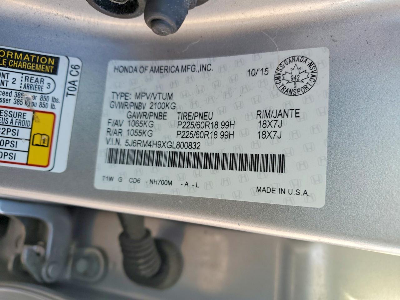 2016 HONDA CR-V TOURING photo 27