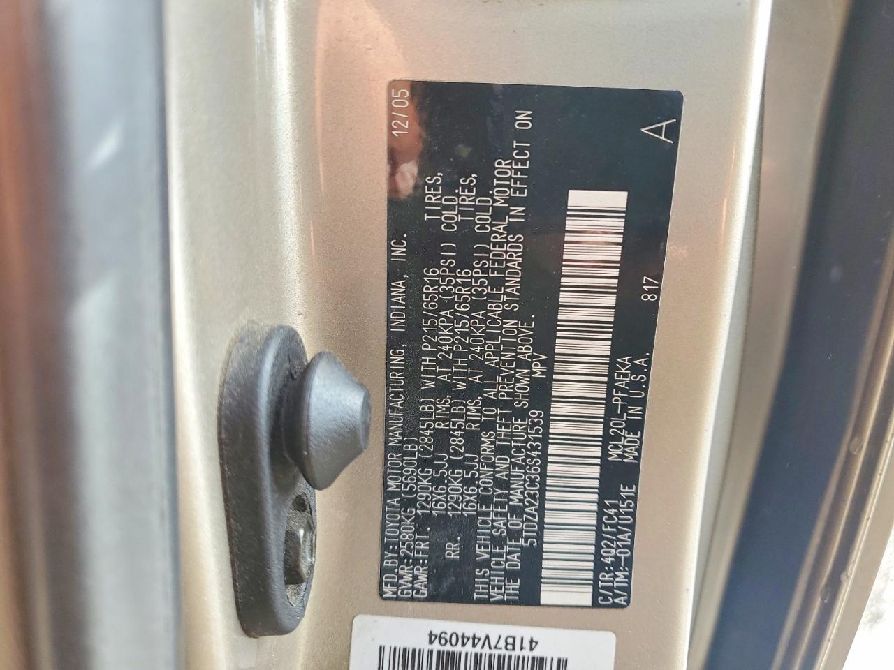 2006 TOYOTA SIENNA LE 7 PASSENGER photo 13
