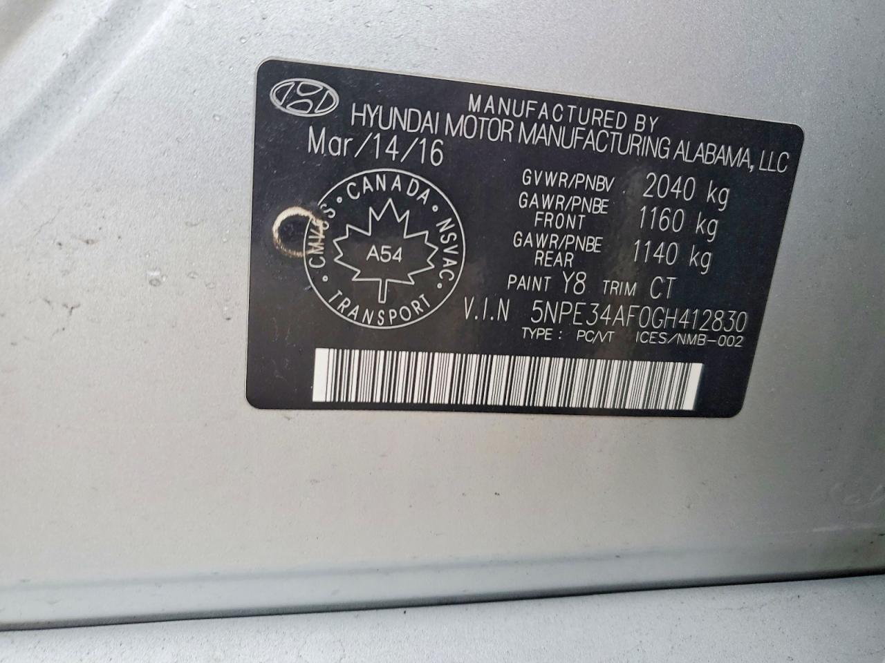 2016 HYUNDAI SONATA SPORT photo 13