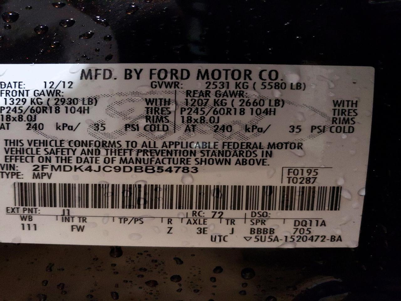 2013 FORD EDGE SEL photo 13