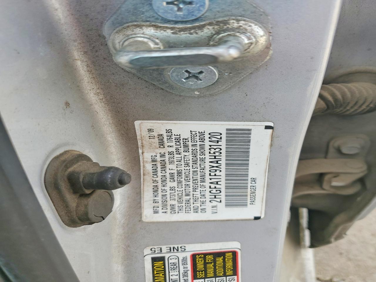 2010 HONDA CIVIC EXL photo 12
