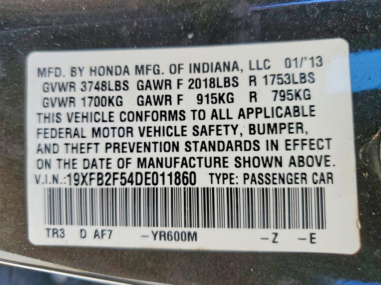 2013 HONDA CIVIC LX photo 25