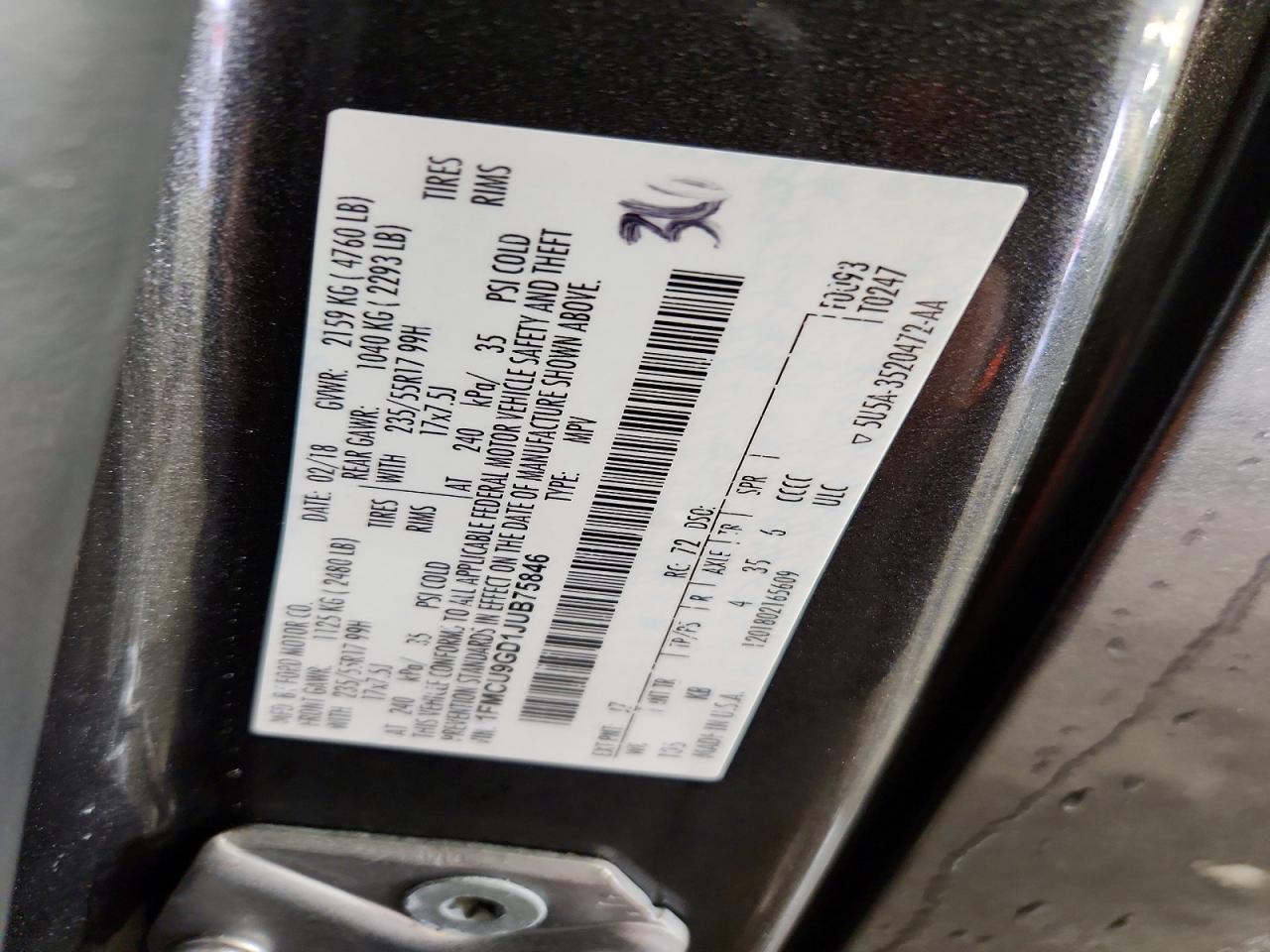 2018 FORD ESCAPE SE photo 14