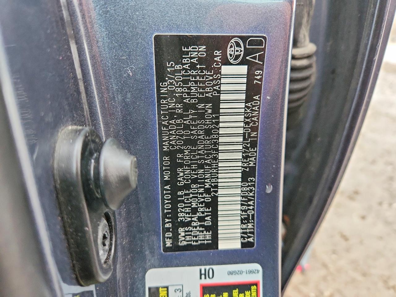 2015 TOYOTA COROLLA S PLUS photo 12