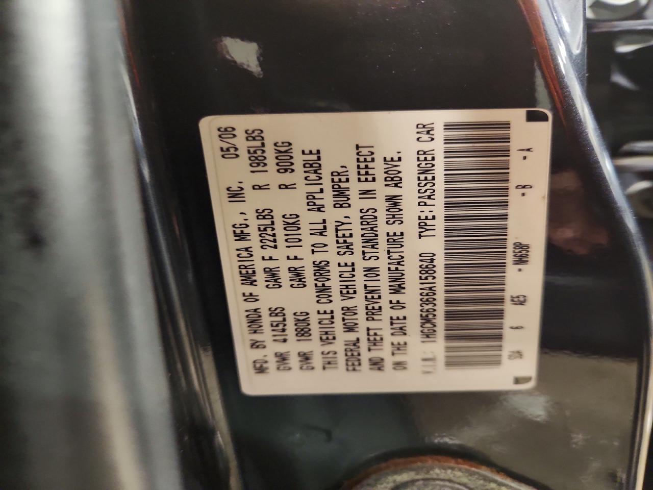 2006 HONDA ACCORD SE photo 25