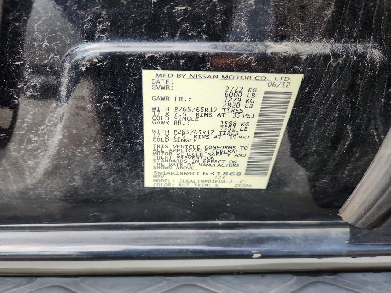 2012 NISSAN PATHFINDER S photo 13