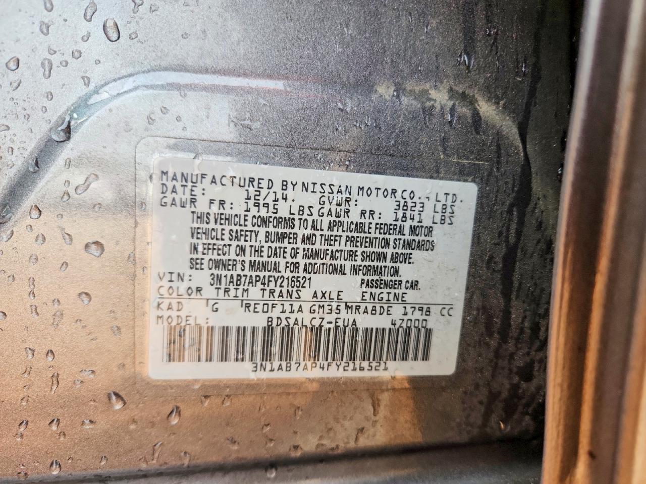 2015 NISSAN SENTRA S photo 12