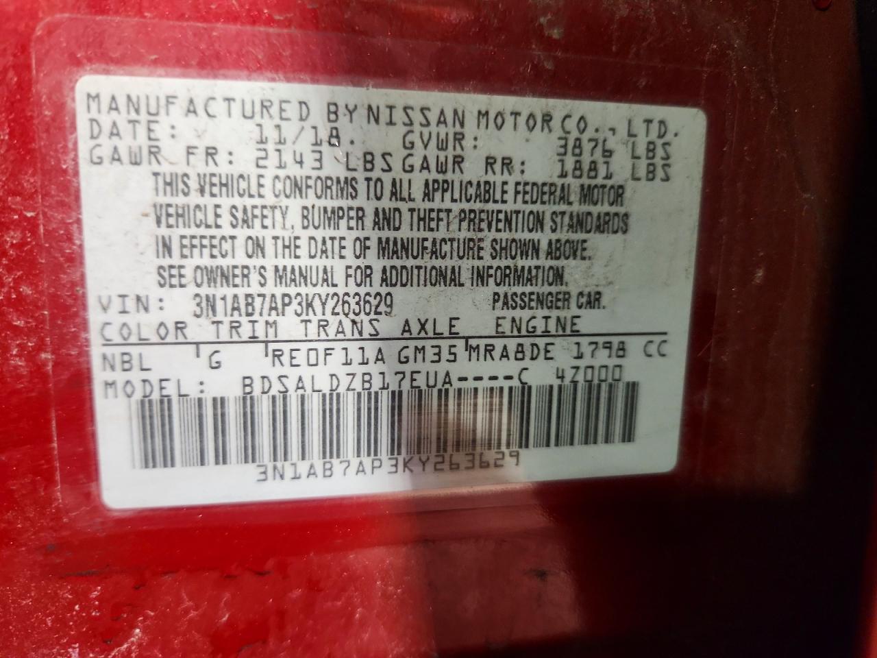 2019 NISSAN SENTRA SV photo 12