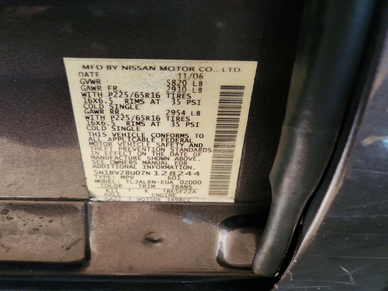 2007 NISSAN QUEST 3.5 photo 13