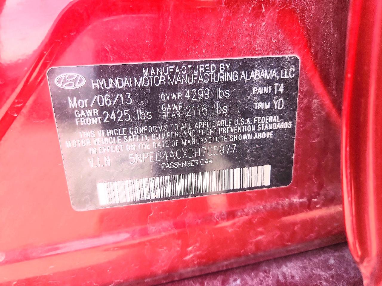 2013 HYUNDAI SONATA GLS photo 12