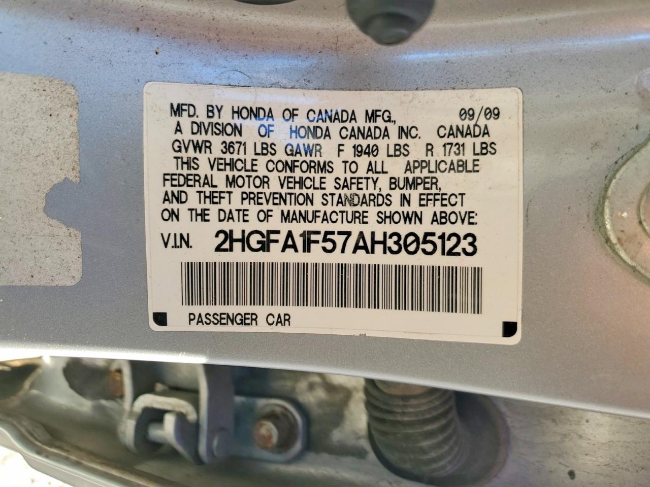 2010 HONDA CIVIC LX photo 23