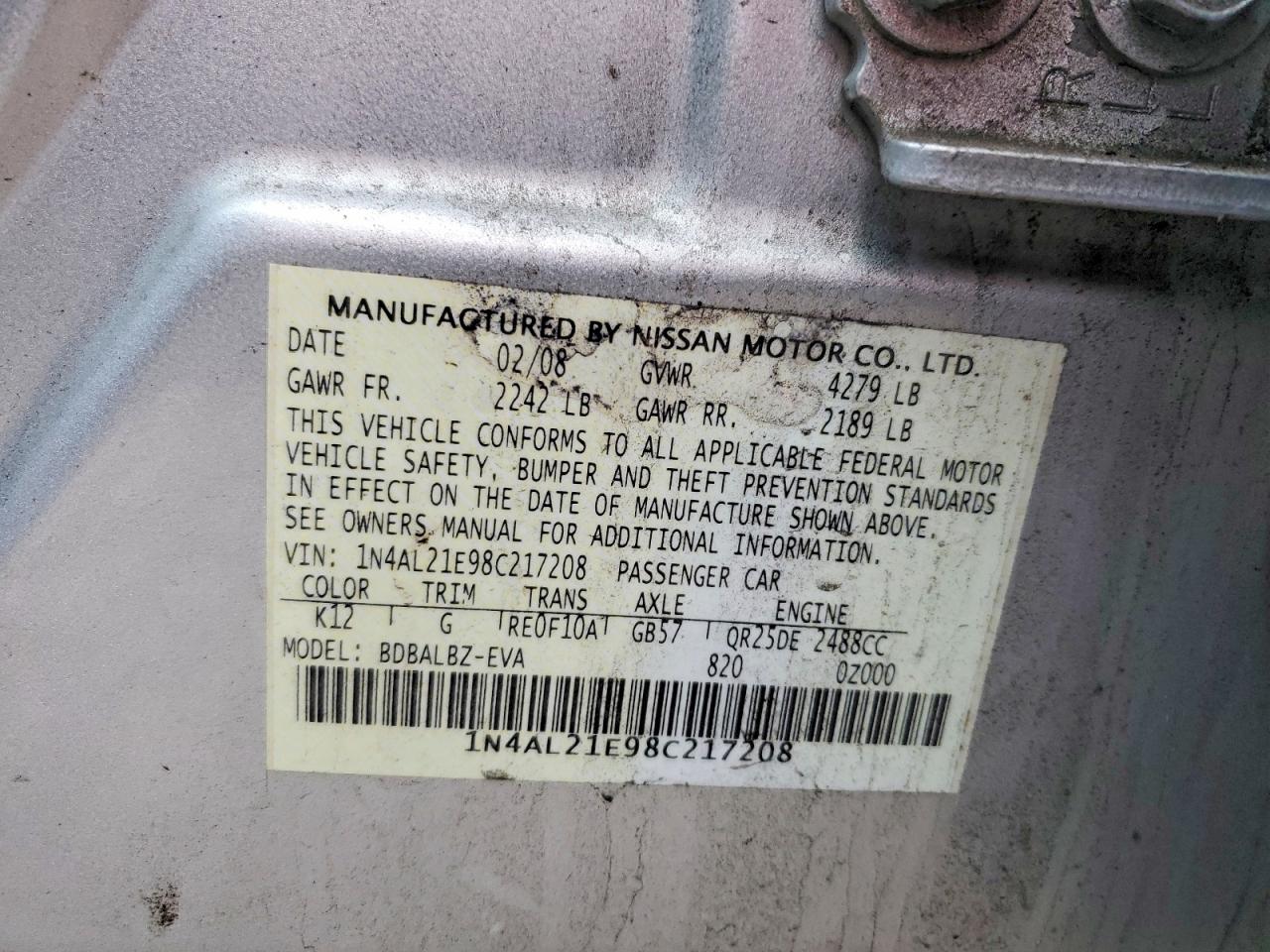 2008 NISSAN ALTIMA 2.5 photo 34