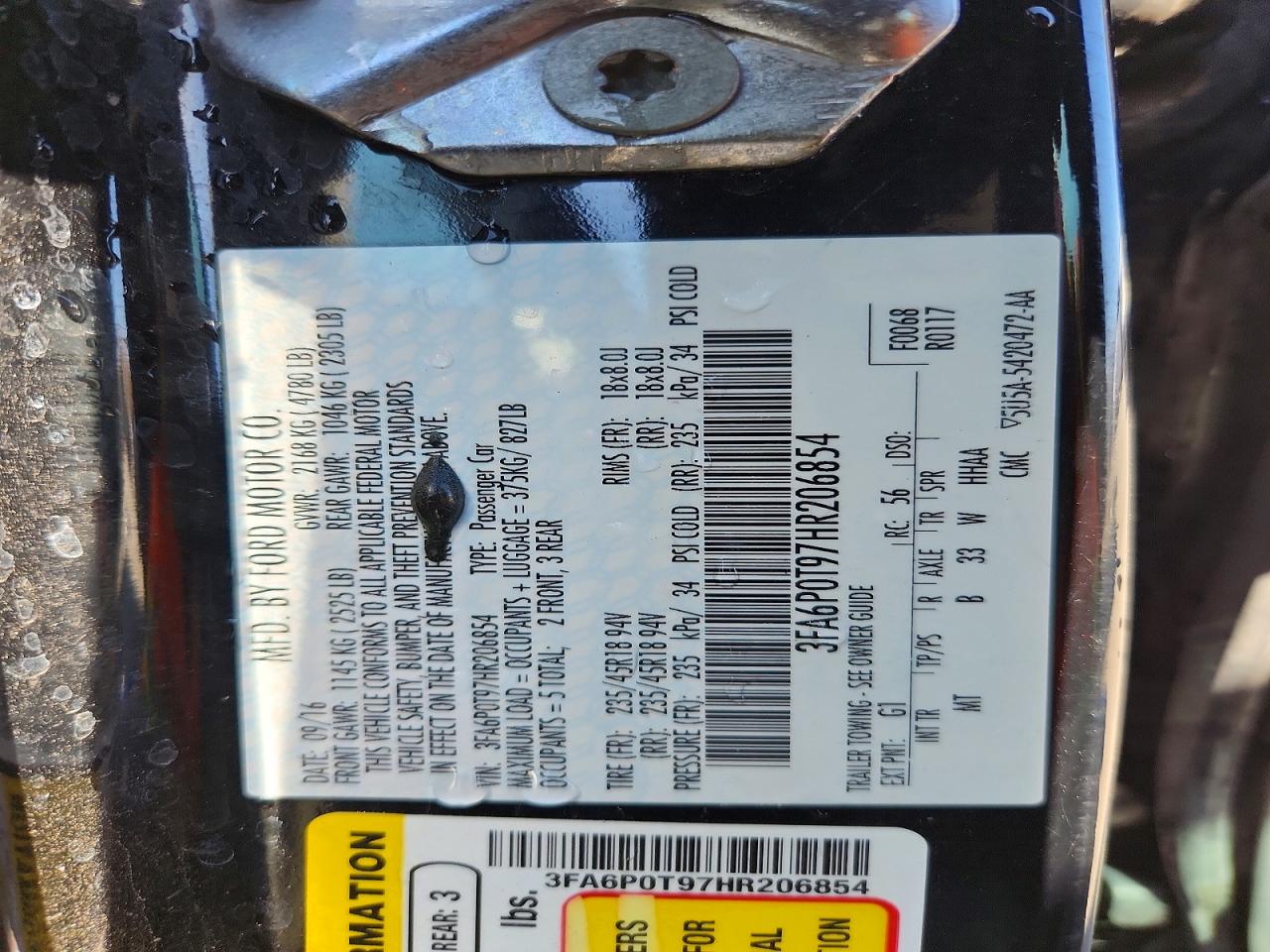 2017 FORD FUSION SE photo 37