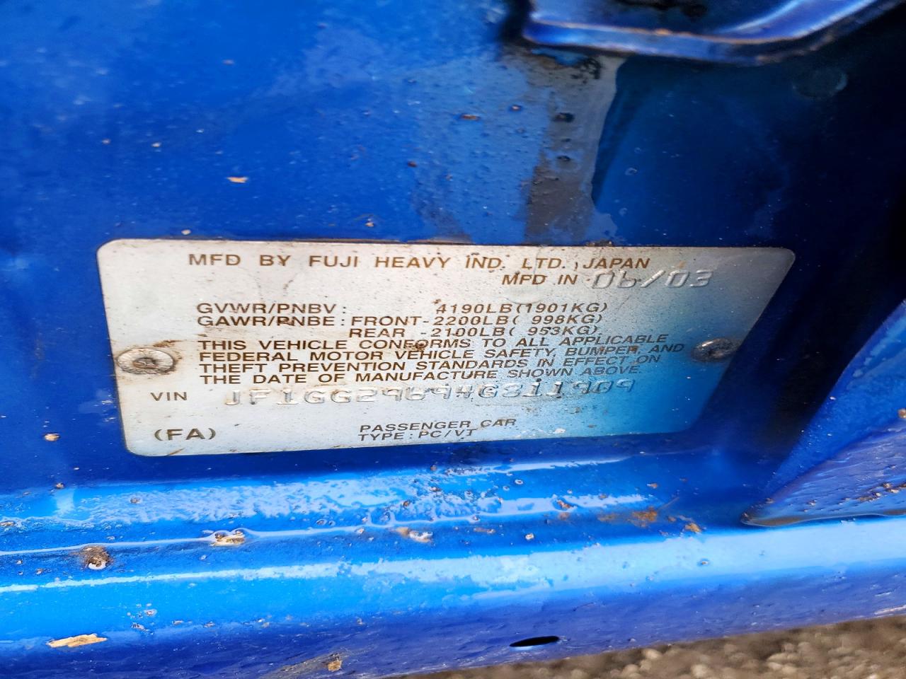 2004 SUBARU IMPREZA WRX photo 13
