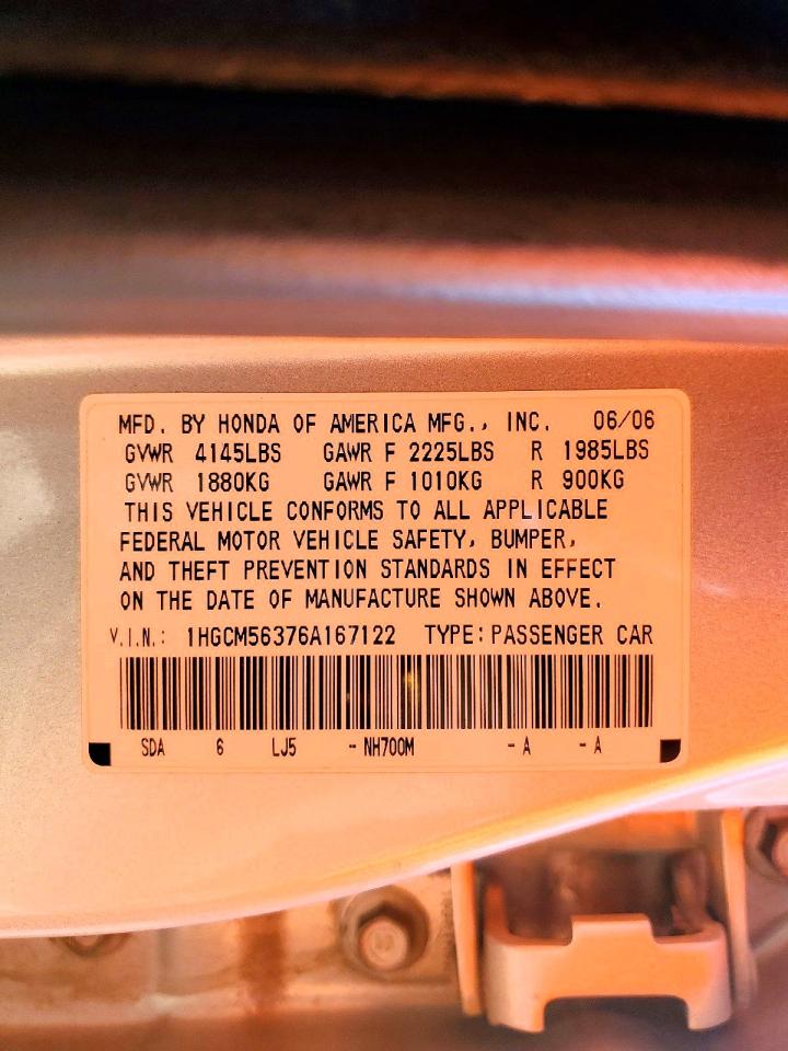 2006 HONDA ACCORD SE photo 13