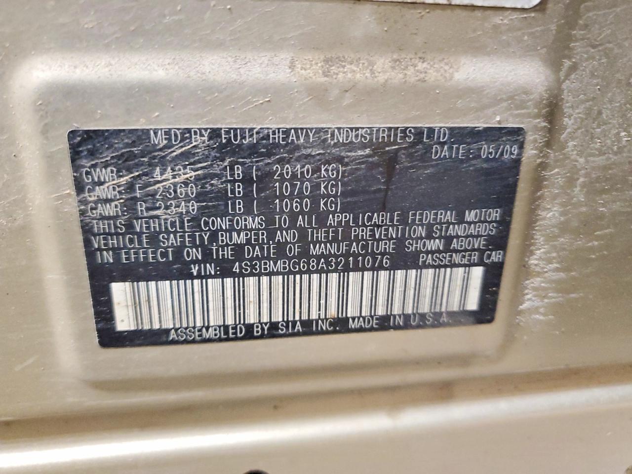 2010 SUBARU LEGACY 2.5I PREMIUM photo 12