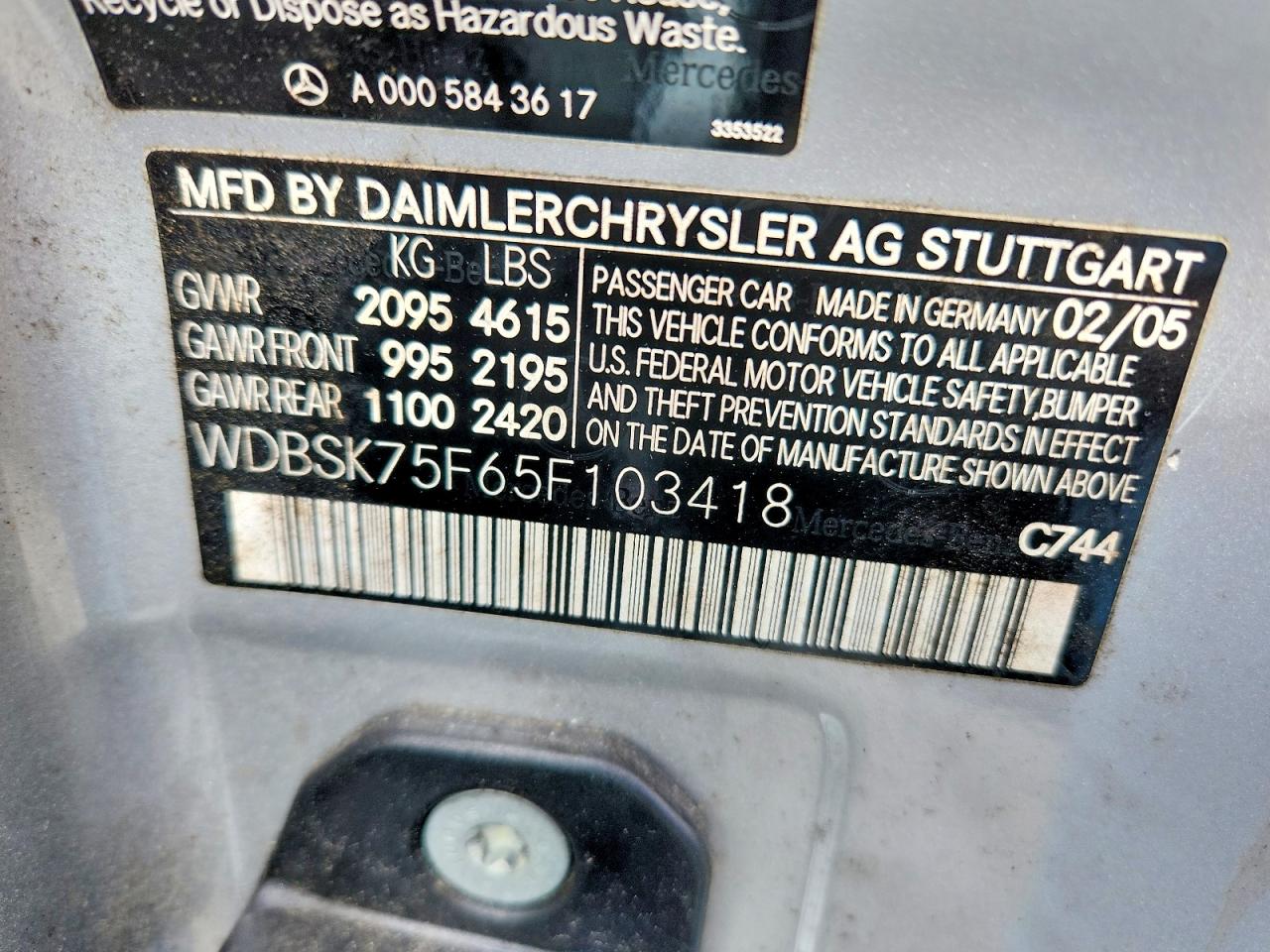 2005 MERCEDES-BENZ SL 500 photo 23
